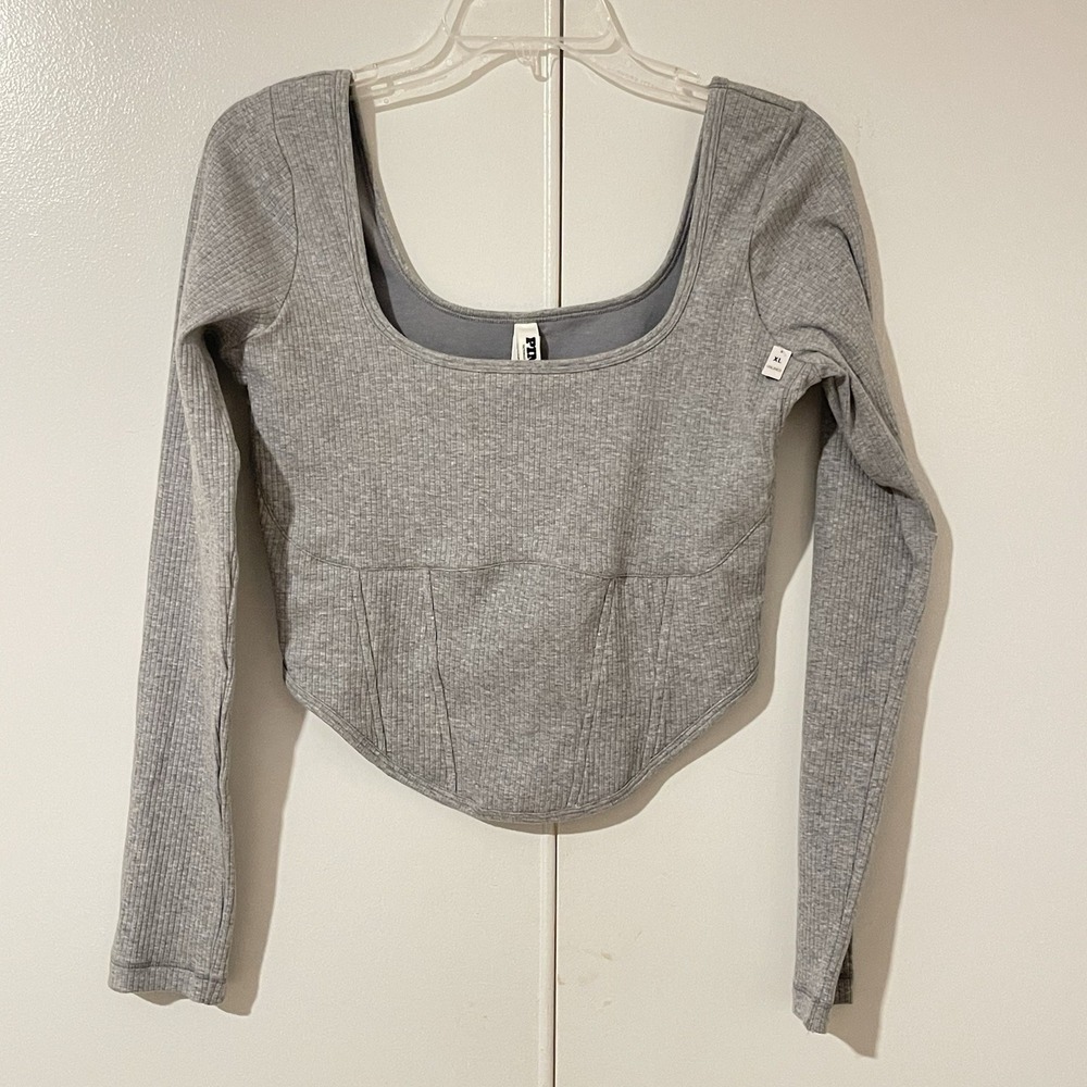 VS PINK Y2K style Cropped Grey Corset top with long sleeves size XL NWT
